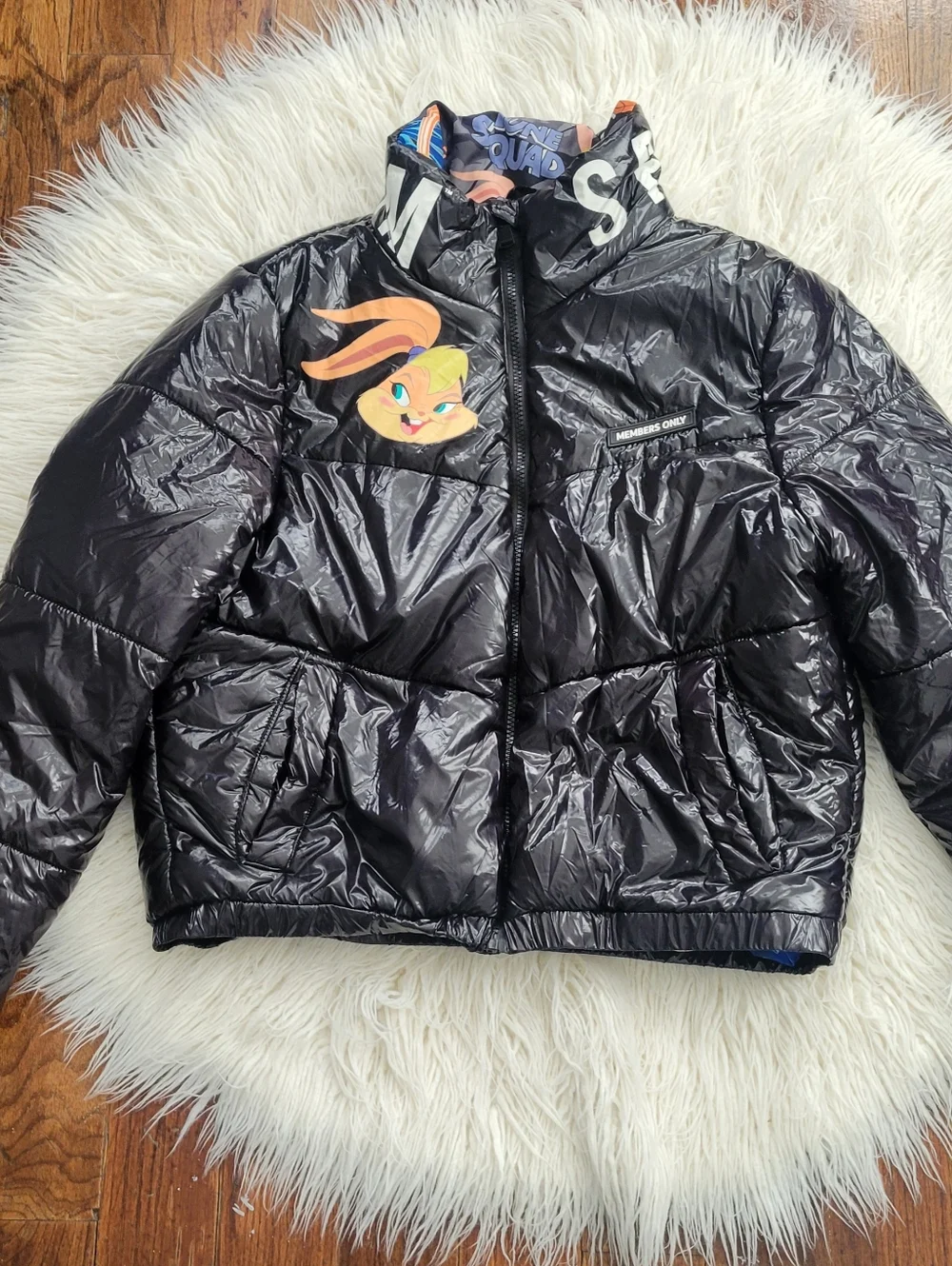 LOONEY TUNES Girl Black Puffer Jacket with Bunny Graphic